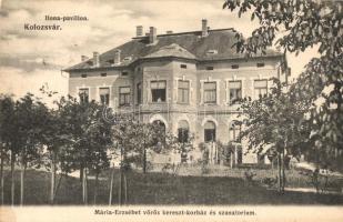 Kolozsvár, Cluj; Mária-Erzsébet vöröskereszt kórház és szanatórium, Ilona pavilon. Schuster Emil kiadása / Red Cross hospital and sanatorium, pavilion (fl)