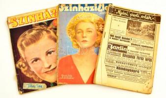 1932-1939 Színházi Élet és Film Színház Irodalom újságok összesen 3 db száma, vegyes állapotban