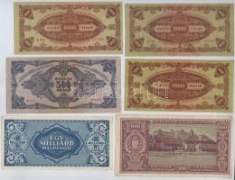 1945. 100P + 500P + 10.000P (3x) + 1946. 1.000.000.000MP mindegyik hamis "Magyar Megújulás Párt...