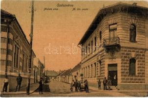 Szászváros, Broos, Orastie; Malom utca, M. kir. posta / street view, post office (ázott sarok / wet corner)