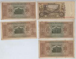 Német Harmadik Birodalom 1939. 20M + Német megszállt területek 1940-1945. 20M (4x) T:III
German Thi...