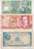 Románia 1945-2000. 7db-os vegyes bankjegy tétel T:III,III- Romania 1945-2000. 7pcs of various banknotes C:F,VG
