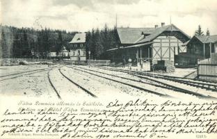 Tátralomnic, Tatranska Lomnica; vasútállomás és szálloda. Schmidt Edgar kiadása / railway station, hotel