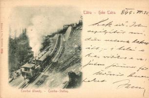 1899 Tátra, Magas Tátra, Vysoké Tatry; Csorbai állomás, fogaskerekű vasút / funicular railway station (EK)