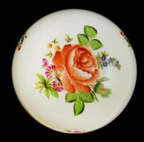 Herendi virág mintás bonbonier, kézzel festett, jelzett, hibátlan, d:11,5 cm
