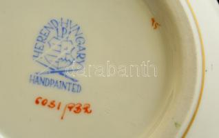 Herendi virág mintás bonbonier, kézzel festett, jelzett, hibátlan, d:11,5 cm