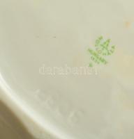 Hollóházi virág mintás tálka, matricás, jelzett, hibátlan, 17,5×14 cm