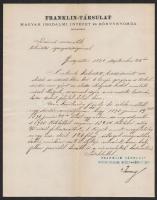 1876 Jurány Vilmos, A Franklin Társulat ügyvezetőjének levele a fővárosi vízvezeték igazgatójának, aláírásával