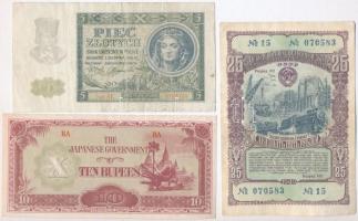 10db-os vegyes bankjegy tétel, benne Libanon, Vietnám, Lengyelország, Jugoszlávia, Kuwait, Burma / J...