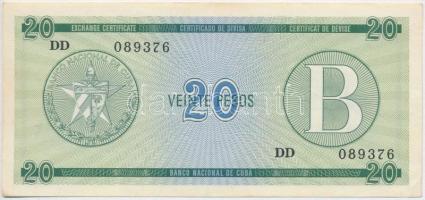 Kuba / Deviza tanúsítvány ~1980-1990. 20P T:II Cuba / Exchange certificate ~1980-1990. 20 Pesos C:XF