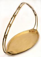 Argentor réz szecessziós fülestálca, jelzett, 32×14 cm, m:20 cm