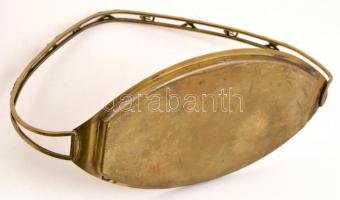 Argentor réz szecessziós fülestálca, jelzett, 32×14 cm, m:20 cm