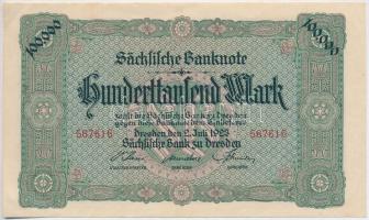 Németország / Weimari Köztársaság / Drezda 1923. 100.000M szükségpénz vízjeles papíron T:II Germany / Weimar Republic / Dresden 1923. 100.000 Mark necessity note on watermarked paper C:XF