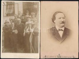 cca 1890 id. Karl Ewald (?-1901), a schwechati Dreher-gyár igazgatója és családja, 4 db keményhátú f...