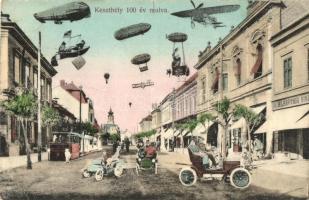 Keszthely, a jövőben montázslap. Hegyi Dezső kiadása / in der Zukunft / in the future montage postcard (b)