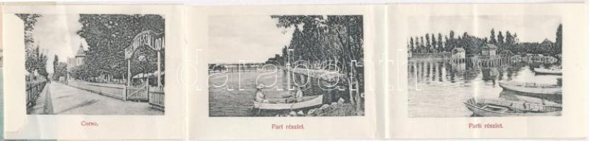 Siófok, Fürdő élet a Balatonon leporellólap, fürdőzők. Weisz Lipót kiadása (EK)