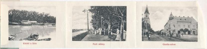 Siófok, Fürdő élet a Balatonon leporellólap, fürdőzők. Weisz Lipót kiadása (EK)