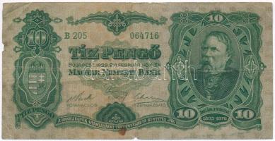 1929. 10P "Deák Ferenc" T:III- szakadás, fo.   Hungary 1929. 10 Pengő "Ferenc Deák" C:VG tear, spotted  Adamo P8