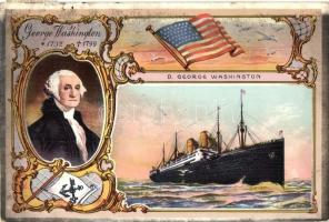 1913 Norddeutscher Lloyd Dampfer SS George Washington. George Washington. US flag, Art Nouveau (tears)