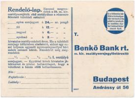 1932. "Magyar királyi osztálysorsjáték utalvány" megrendelőlap, sorszámozott T:II