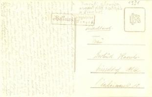 1931 Fonyód, hóakadály tisztítása a sínekről télen a vasútállomás közelében, indulásra kész gőzmozdo...