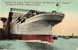 Launch of the largest vessel in the world. The White Star Line Olympic at Harland & Wolffs Shipyard in Belfast (EK)