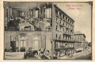 Fiume, F. Heims Hotel Royal, Corso, Speisesaal, Hotelzimmer / hotel interiors, dining hall, room, M. Weiss shop (EK)
