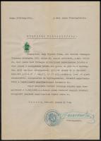 1913-1938 Vegyes okmány tétel, összesen 6 db: működési bizonyítványok, szabályzat, kecskeméti törvén...