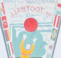1954 A svájci labdarúgó világbajnokság zászlója, rajta az olasz válogatott focisták aláírásával  	Gu...