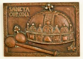 Sancta Corona fém plakett, jelzett, 14x19 cm