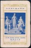 1929 M. Kir. Honvéd Ludovika Akadémia bálja, táncrend, borítója kissé szakadt, 12x8 cm