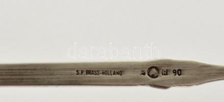 2 db ezüstözött díszkanál, zománcozott díszítéssel, h: 19 cm