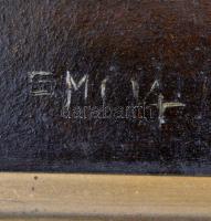 Olvashatatlan jelzéssel: Almás csendélet. Olaj, karton, keretben, 30×40 cm