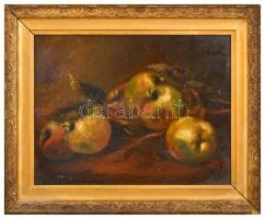 Olvashatatlan jelzéssel: Almás csendélet. Olaj, karton, keretben, 30×40 cm