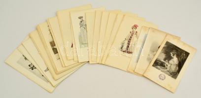 XIX. sz. eleje: 41 db divat metszet, főként színezett, köztük néhány későbbi nyomtatvány, 17,5x11 és 20x13 cm közti méretben