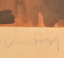 Vasváry jelzéssel: Forró ölelés. Vegyes technika, papír, üvegezett keretben, 20×33 cm