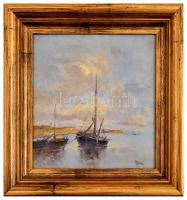 Andor Züllich von Züllborn (1870-1933): Vitorlások. Olaj, karton, jelzett, keretben, 24×23 cm