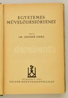 Dr. Lederer Emma: Egyetemes művelődéstörténet: Bp., 1935. Káldor. Egészvászon kötésben, papír védőbo...