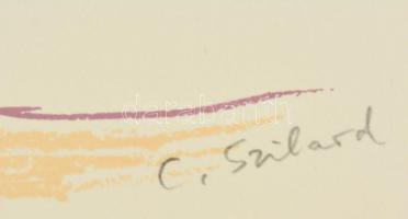 Szilárd Klára (1921-): Hegycsúcsok. Színes szitanyomat, papír, jelzett, 36×54 cm