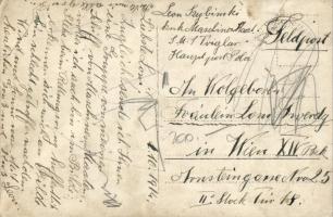 1914 Pola, SMS Triglav K.u.K. Haditengerészet Tátra osztályú rombolója, csoportkép a matrózokkal / K...