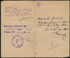 1918 Bp., I. honvéd pótzászlóalj által kiállított leszerelési igazolvány