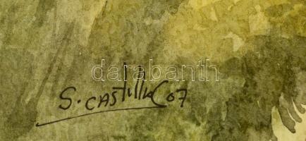 Castilloc jelzéssel: Machu Picchu. Akvarell, papír, paszpartuban, 24×35 cm