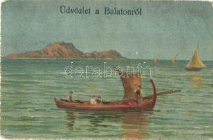 Üdvözlet a Balatonról egy olasz képeslapon / Greeting from Lake Balaton on an Italian postcard (EK)