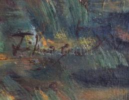 Olvashatatlan jelzéssel: Lóverseny. Olaj, karton, keretben, 30×42 cm