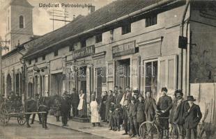 Petrozsény, Petrosani; Weinberger Adolf és Groszék Viktor hentes üzletei, kerékpár. Adler fényirda kiadása / butcher shop, bicycle (r)