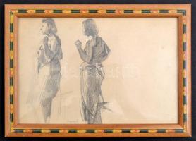 Istokovits jelzéssel: Vázlat rajz. Ceruza, papír, üvegezett keretben, 20×30 cm