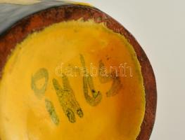 Iparművészeti Vállalatos Illés csíkos kerámia váza, jelzett, hibátlan, m: 39,5 cm