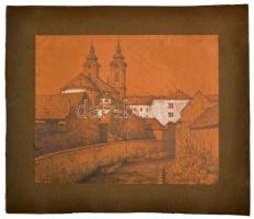 S.A. jelzéssel: Eger, Minorita templom. Vegyes technika, papír, 20×24 cm