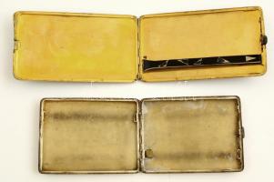 2 db fém cigaretta tárca, egyik jelzett alpakka, 10x8,5 és 15x8,5 cm
