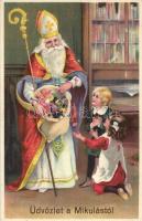 Üdvözlet a Mikulástól! / Saint Nicholas. litho (EK)